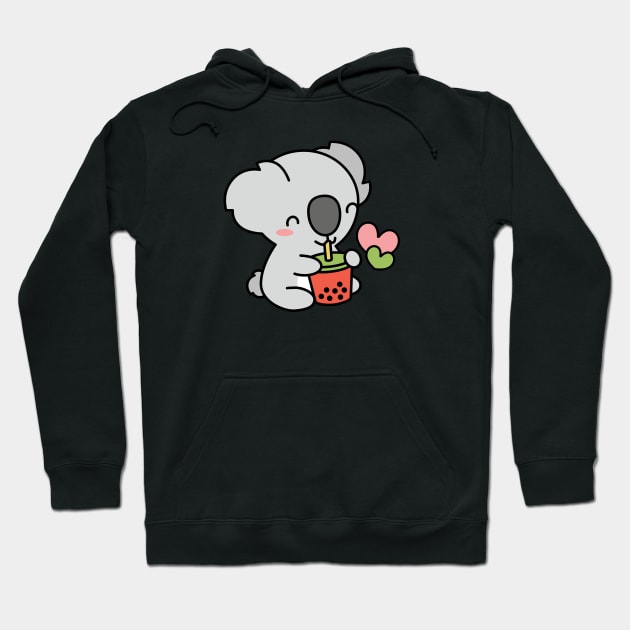 Cute Koala Bear Sipping Bubble Tea - Kawaii Boba Hoodie by BobaTeaMe